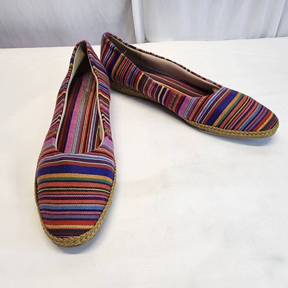 Beacon Phoenix Slip On Striped Ballet Espadrilles Multi Stripe Size 9.5